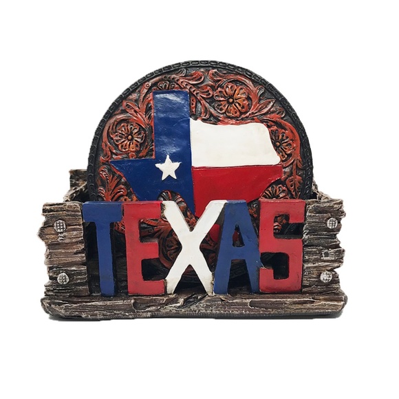 Patriotic Texas Map Coasters Set - Picture 2 of 5